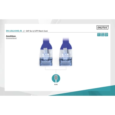 Kép 4/5 - Digitus CAT5e U-UTP patch kábel 0,5m kék