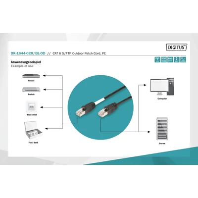 Kép 5/5 - Digitus CAT6 S-FTP patch kábel 2m fekete