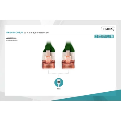 Kép 4/5 - Digitus CAT6 S-FTP patch kábel 0,5m zöld