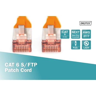 Kép 5/5 - Digitus CAT6 S-FTP patch kábel 0,5m narancssárga