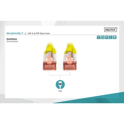 Kép 2/5 - Digitus CAT6 S-FTP patch kábel 0,5m sárga