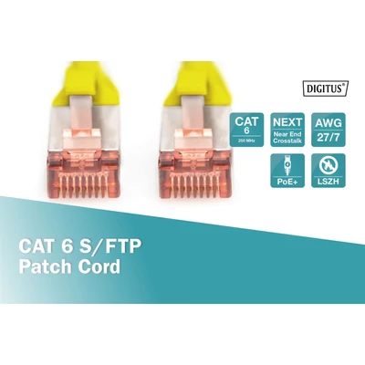 Kép 4/5 - Digitus CAT6 S-FTP patch kábel 0,5m sárga
