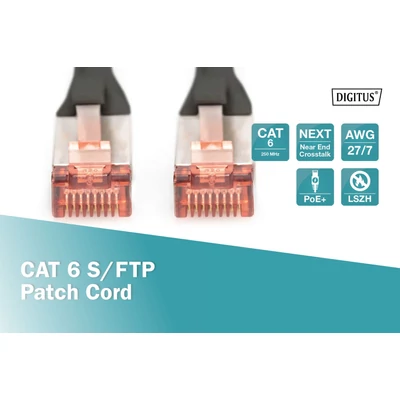 Kép 2/5 - Digitus CAT6 S-FTP patch kábel 1m fekete