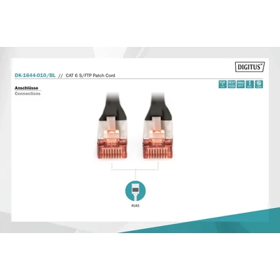 Kép 4/5 - Digitus CAT6 S-FTP patch kábel 1m fekete