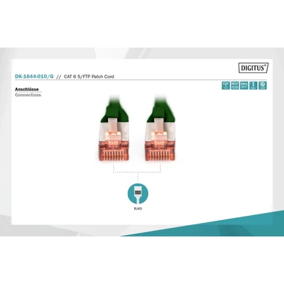 Kép 2/5 - Digitus CAT6 S-FTP patch kábel 1m zöld