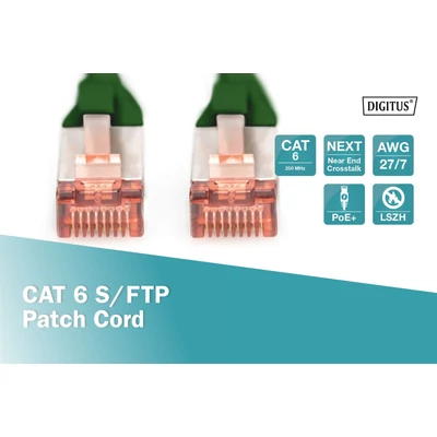 Kép 3/5 - Digitus CAT6 S-FTP patch kábel 1m zöld