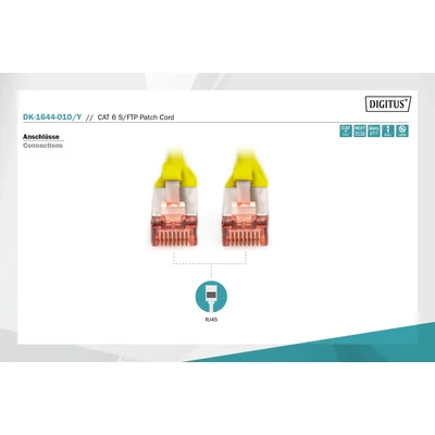 Kép 5/5 - Digitus CAT6 S-FTP patch kábel 1m sárga
