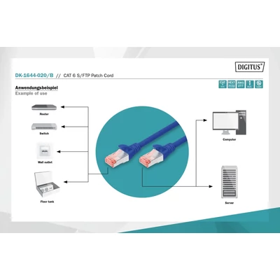 Kép 3/5 - Digitus CAT6 S-FTP patch kábel 2m kék