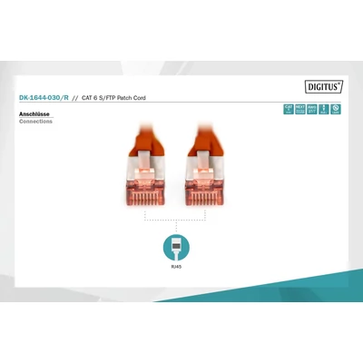 Kép 5/5 - Digitus CAT6 S-FTP patch kábel 3m piros