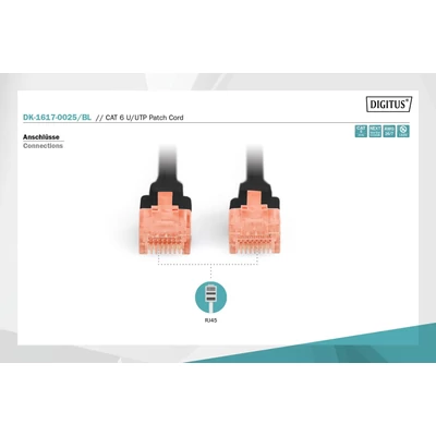 Kép 6/6 - Digitus CAT6 U-UTP patch kábel 0,25m fekete