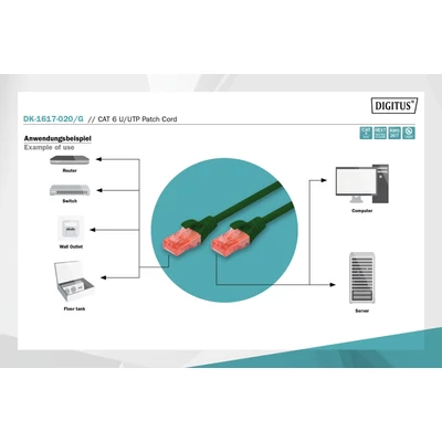 Kép 3/5 - Digitus CAT6 U-UTP patch kábel 2m zöld
