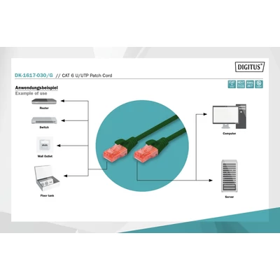 Kép 5/6 - Digitus CAT6 U-UTP patch kábel 3m zöld
