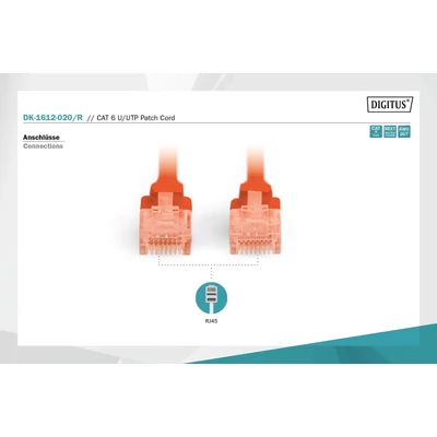 Kép 4/5 - Digitus CAT6 U-UTP patch kábel 2m piros