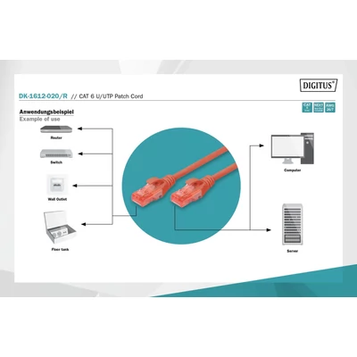 Kép 5/5 - Digitus CAT6 U-UTP patch kábel 2m piros