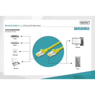 Kép 5/5 - Digitus CAT6A S-FTP patch kábel 0,5m sárga