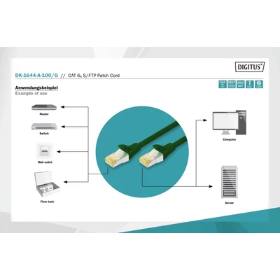Kép 2/5 - Digitus CAT6A S-FTP patch kábel 10m zöld
