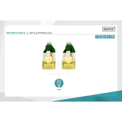 Kép 3/5 - Digitus CAT6A S-FTP patch kábel 10m zöld