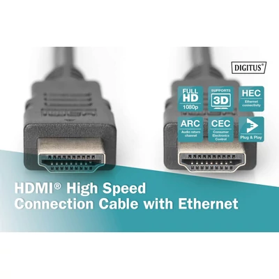 Kép 3/3 - Assmann HDMI Standard connection cable type A 2m Black