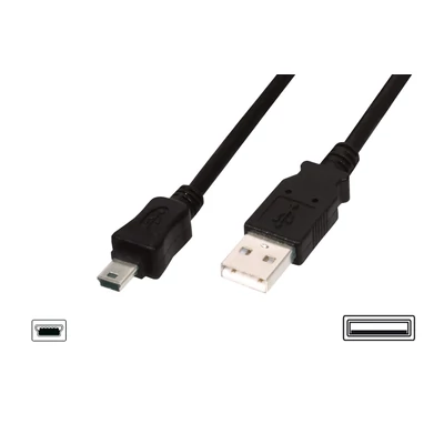 Assmann USB 2.0 connection cable, type A - mini B (5pin) 1m Black