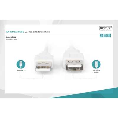Kép 5/5 - Assmann USB 2.0 extension cable, type A 1,8m Beige