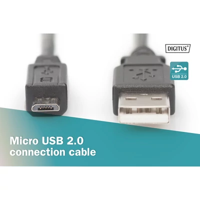 Kép 3/5 - Assmann USB connection cable, type A - microUSB 1,8m Black