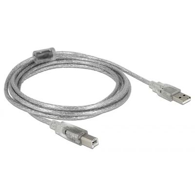 Kép 2/2 - DeLock USB2.0 Type-A male > USB2.0 Type-B male 3m cable Transparent