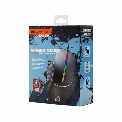 Kép 5/5 - Canyon CND-SGM12RGB Apstar Gaming mouse Black