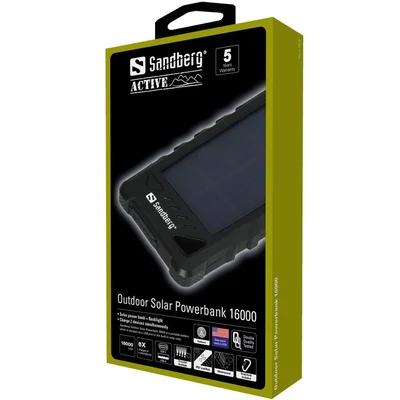 Kép 3/3 - Sandberg Outdoor Solar 16000mAh PowerBank Black