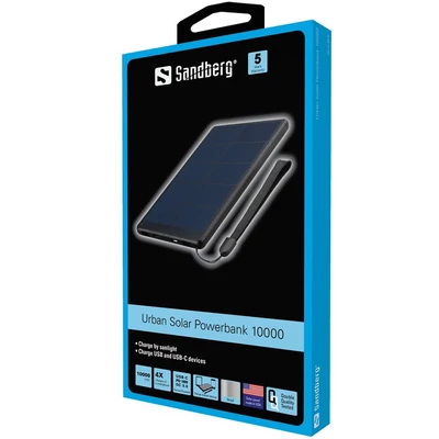 Kép 2/2 - Sandberg Urban Solar 10000mAh PowerBank Black