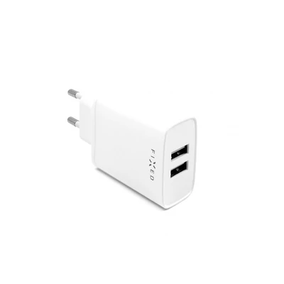 FIXED S mains charger with 2xUSB output, 15W Smart Rapid Charge Fehér