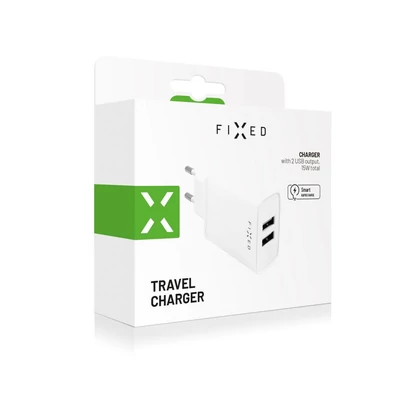 Kép 2/2 - FIXED S mains charger with 2xUSB output, 15W Smart Rapid Charge Fehér