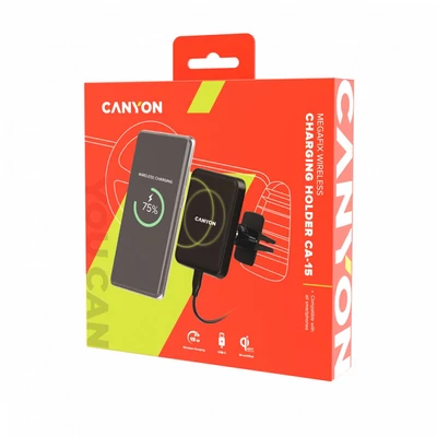 Kép 5/5 - Canyon CNE-CCA15B Universal magnetic car holder with wireless charging for all smartphones Black