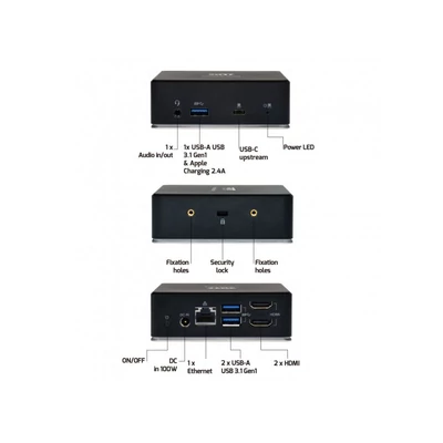 Kép 8/9 - Port Designs 2X2K Docking Universal Office Docking Station