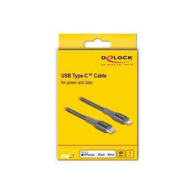 Kép 3/3 - DeLock Data and Charging Cable USB Type-C to Lightning for iPhone iPad and iPod MFi 1m Grey