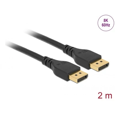 DeLock DisplayPort cable 8K 60 Hz 2m DP 8K certified without latch Black