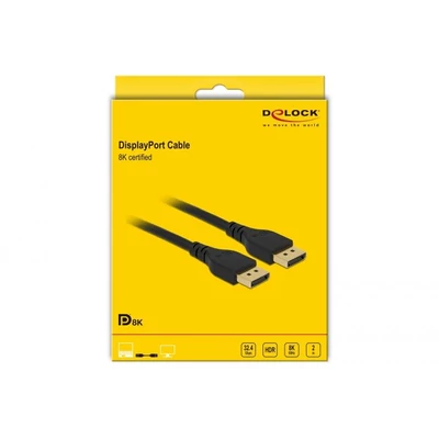 Kép 3/3 - DeLock DisplayPort cable 8K 60 Hz 2m DP 8K certified without latch Black