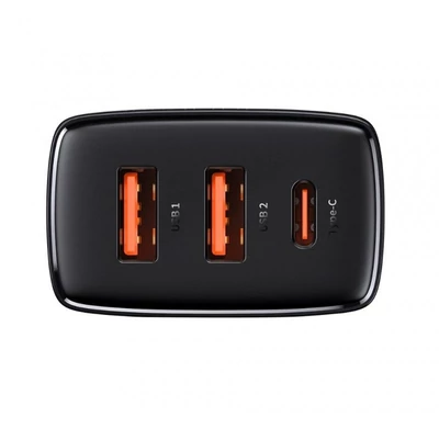 Kép 2/5 - Baseus 2xUSB-A +USB-C PD 30W Quick Charger Black