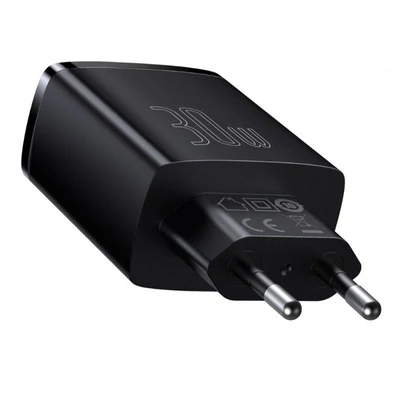 Kép 3/5 - Baseus 2xUSB-A +USB-C PD 30W Quick Charger Black