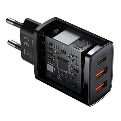 Kép 4/5 - Baseus 2xUSB-A +USB-C PD 30W Quick Charger Black