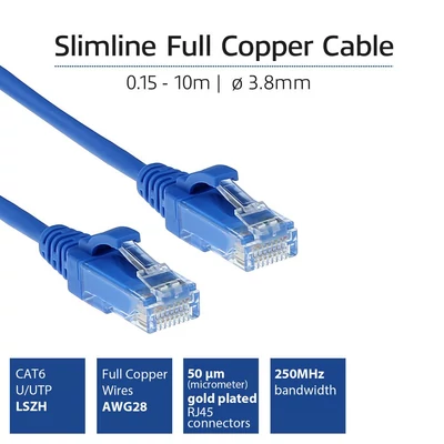 Kép 2/2 - ACT CAT6 U-UTP patch kábel 2m kék