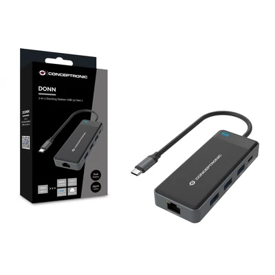 Kép 4/4 - Conceptronic DONN14G 7-in-1 USB 3.2 Gen 1 Docking Station Grey