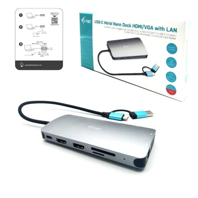 Kép 4/5 - I-TEC USB 3.0 USB-C/Thunderbolt 3x Display Metal Nano Dock with LAN + Power Delivery 100 W