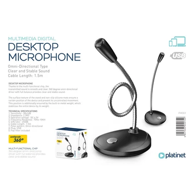 Kép 5/5 - Platinet PMOD1 Microphone Office/Home Desktop Black