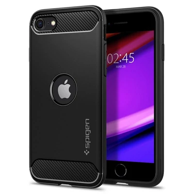 Spigen Rugged Armor, black - iPhone SE (2022/2020)