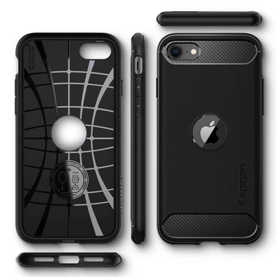 Kép 2/5 - Spigen Rugged Armor, black - iPhone SE (2022/2020)