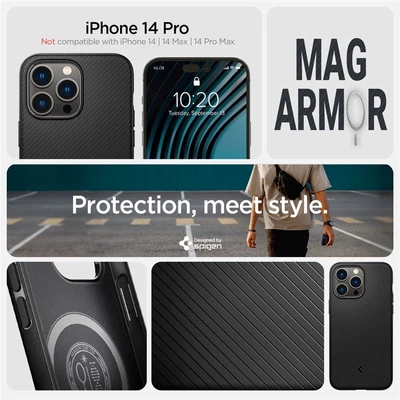 Kép 3/5 - Spigen Mag Armor MagSafe, matte black - iPhone 14 Pro