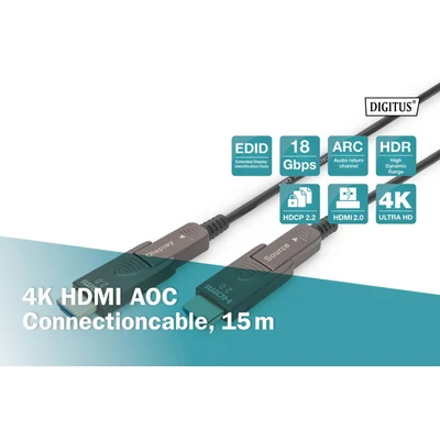 Kép 6/8 - Digitus AK-330127-150-S HDMI AOC Hybrid Fiber Optic Cable with removable plug