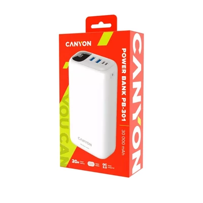 Kép 4/4 - Canyon CNE-CPB301W 30000mAh Powerbank White