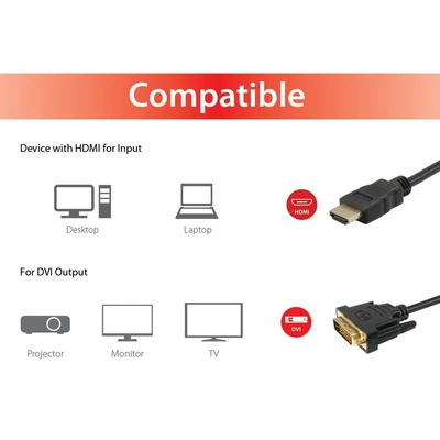 Kép 4/5 - EQuip HDMI to DVI-D (Single Link) (24+1) cable 10m Black
