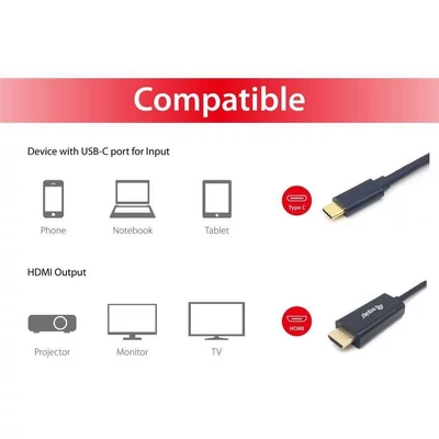 Kép 4/5 - EQuip USB-C to HDMI 4K/30Hz cable 2m Black
